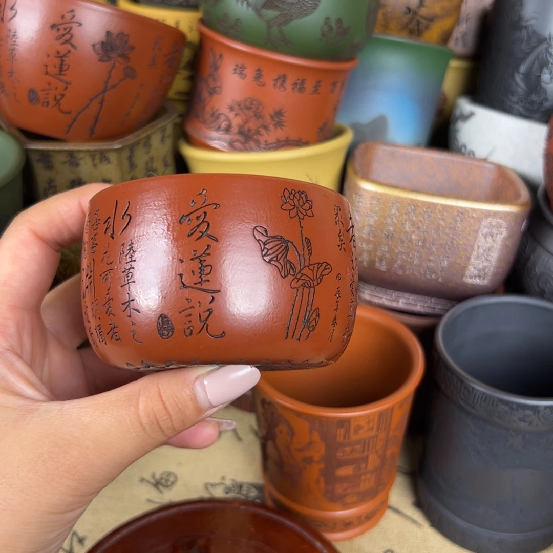 紫泥茶杯紫砂紫砂