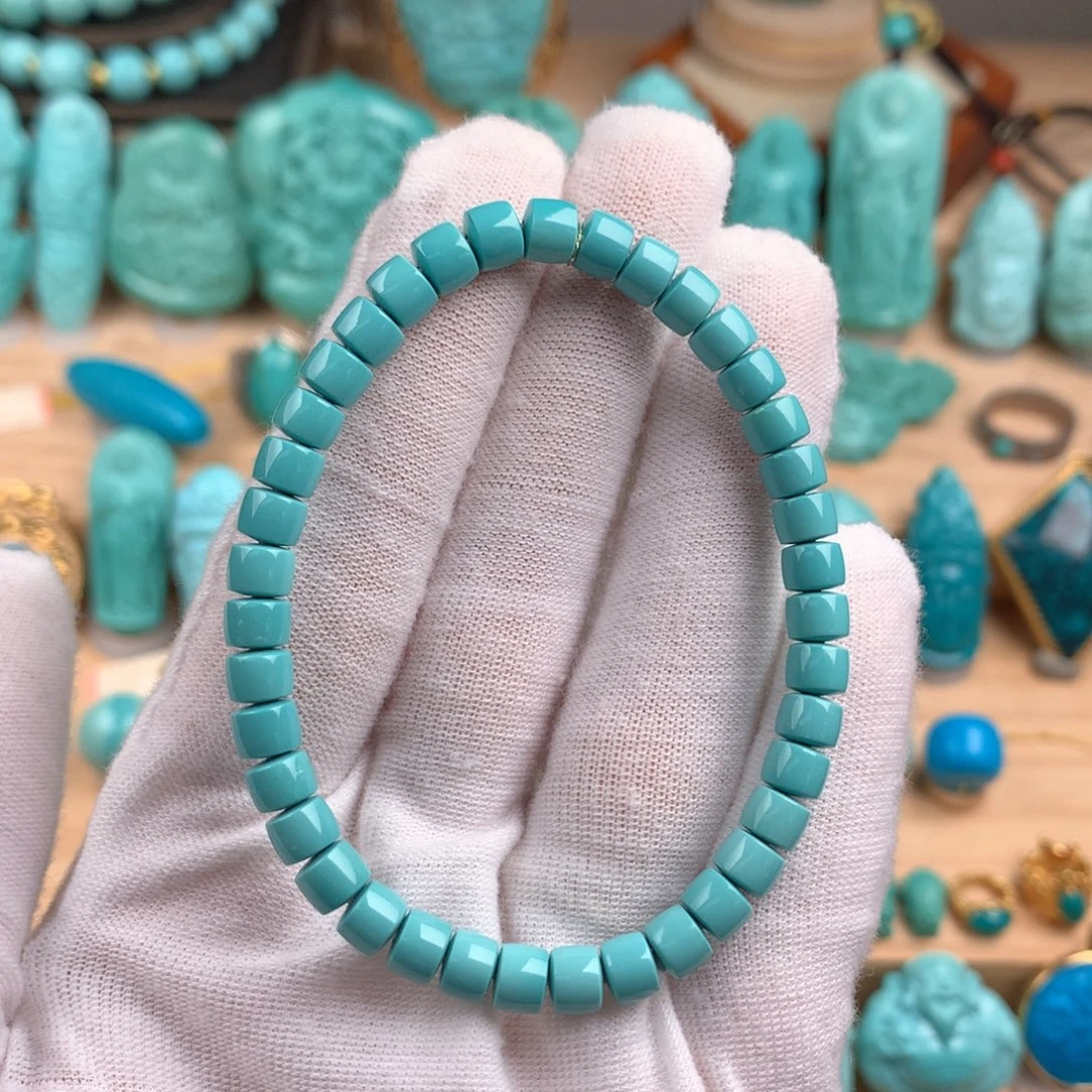 绿松石未镶嵌直切手串卡5.5