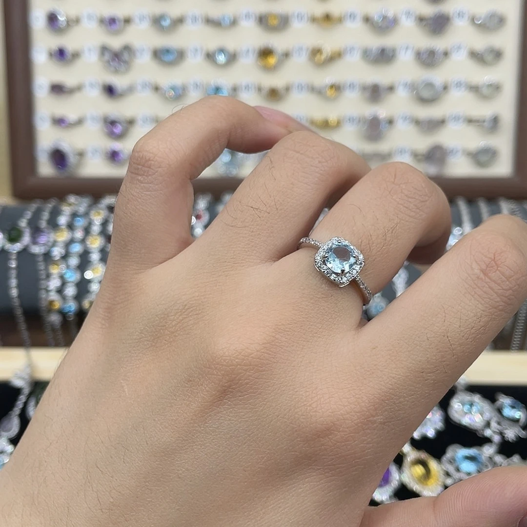 托帕石戒指银S925镶嵌