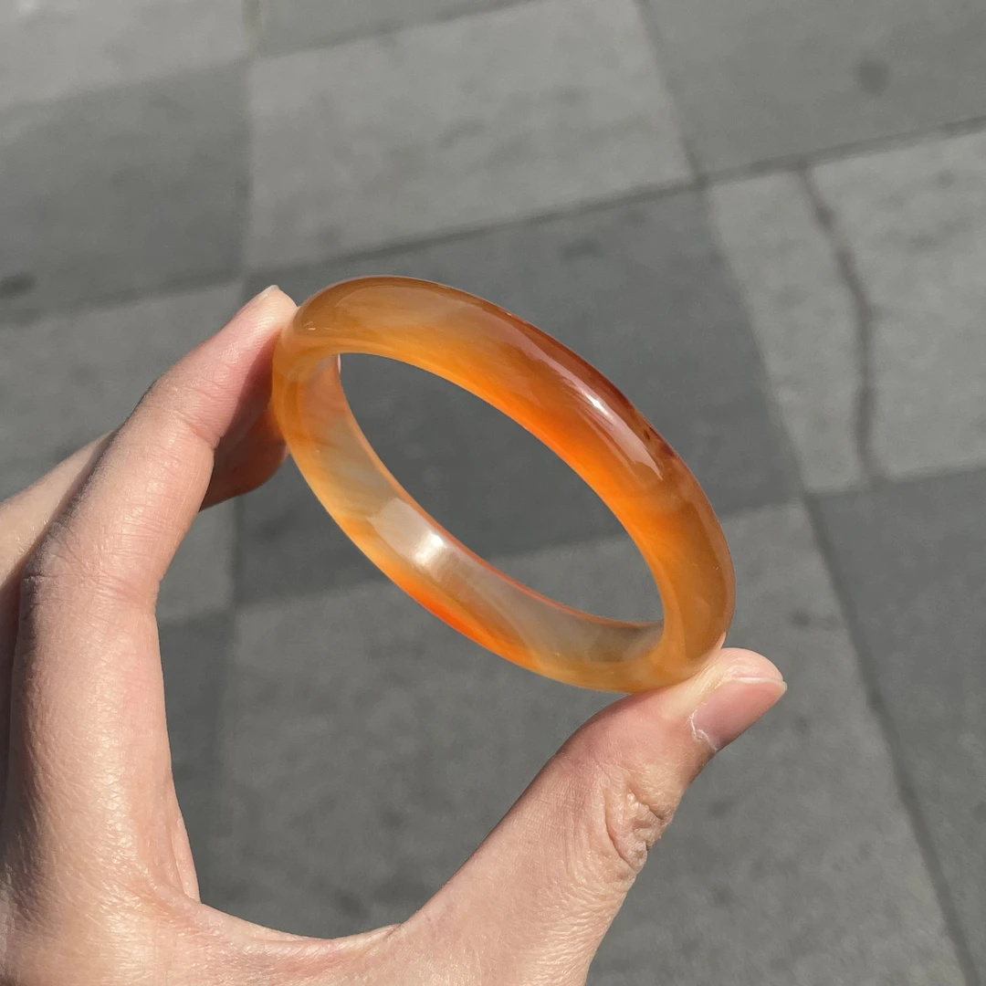 圈口56+正圈橘色锦鲤渐变飘纹飘水草-玛瑙