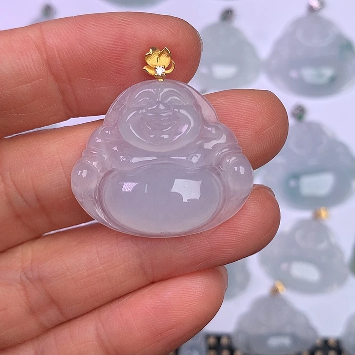 翡翠18K金镶嵌颈饰缅甸翡翠A货