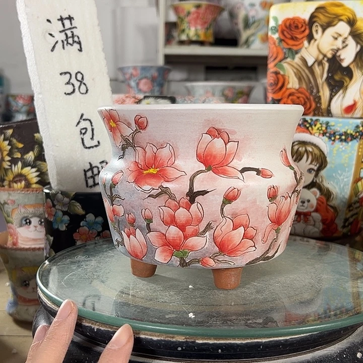 景德镇手绘花盆性价比超高的直播间