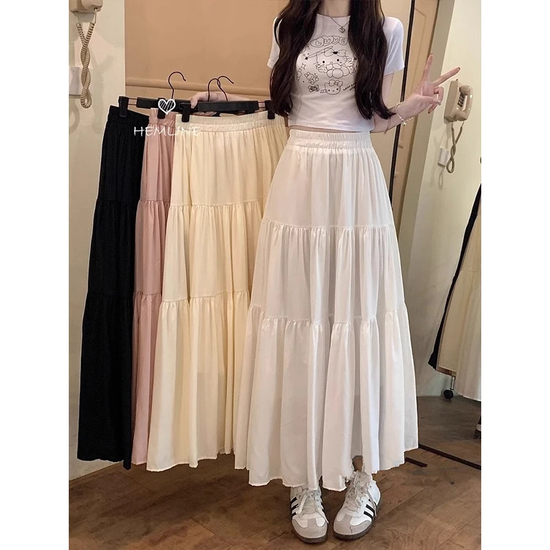 【板栗】胖mm欧若风中长款蛋糕半身裙女通勤风松紧腰宽松显瘦裙子