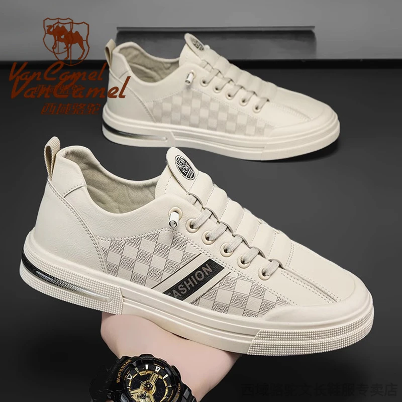 西域骆驼款夏季新款百搭休闲皮鞋潮鞋一脚蹬干净感痞帅男鞋