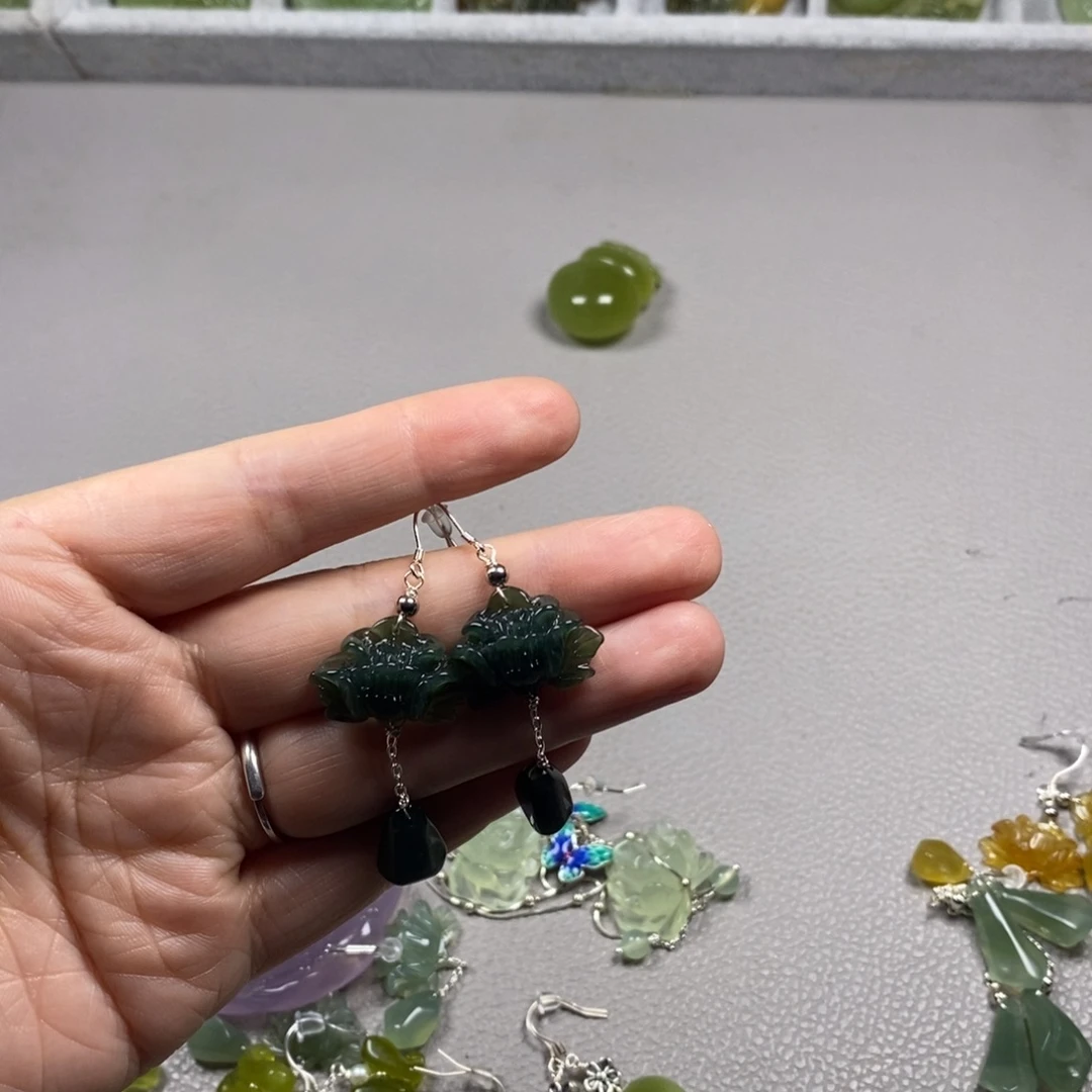 蛇纹石玉未镶嵌挂件耳饰耳环项链