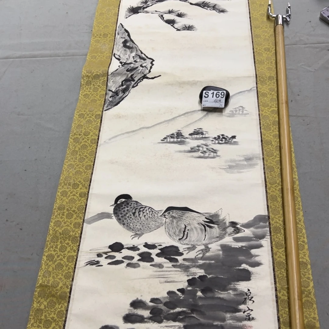 国画破*手绘临摹风景挂轴