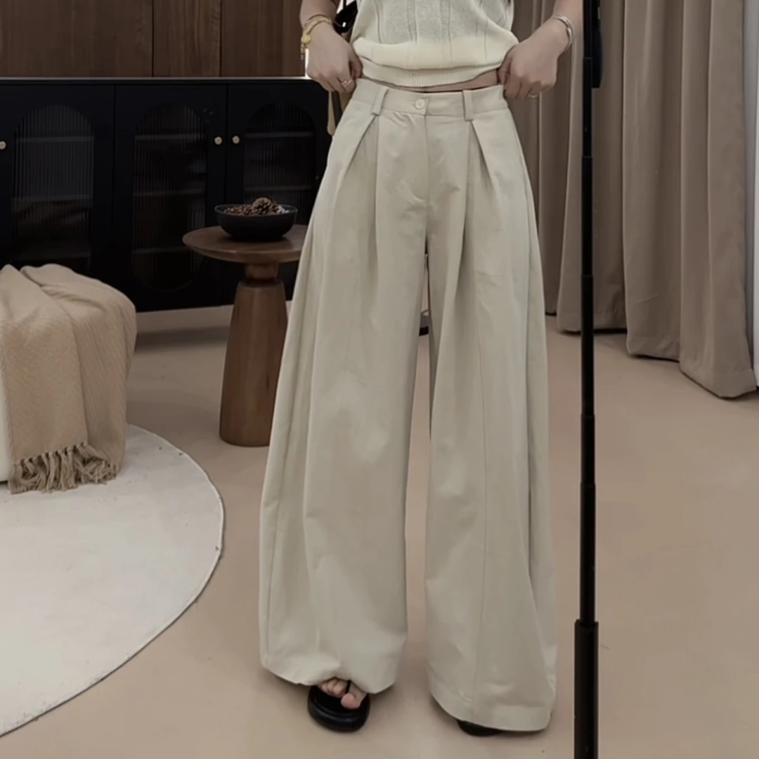 伟丽店4126款【宽松百搭阔腿休闲裤】时尚直筒裤阔腿裤纯色休闲裤