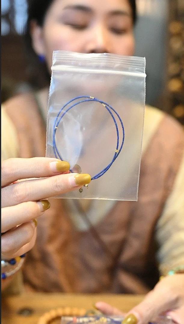 925银珐琅手链 茶-蓝色小细链项链