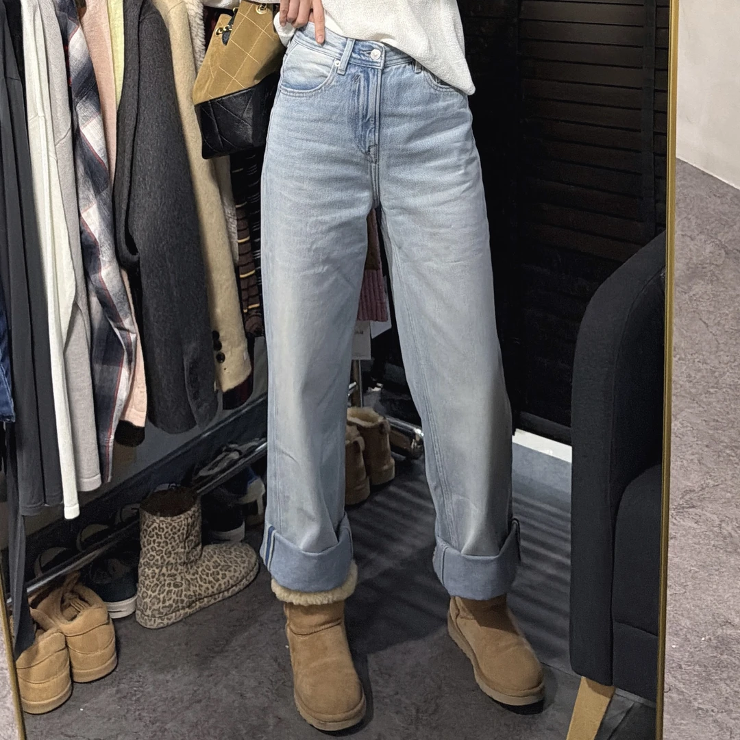 【思含】冬季水洗百搭直筒牛仔裤