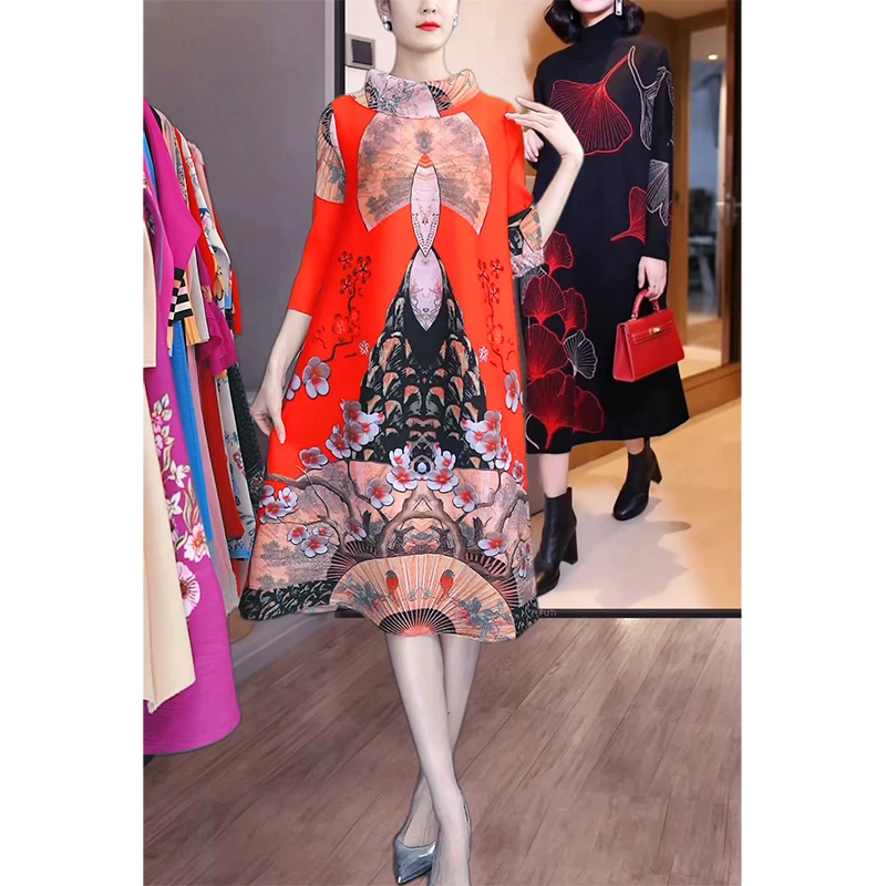 2025春季新款褶皱连衣裙喜婆婆洋气减龄宽松大码女装裙子DCA1855