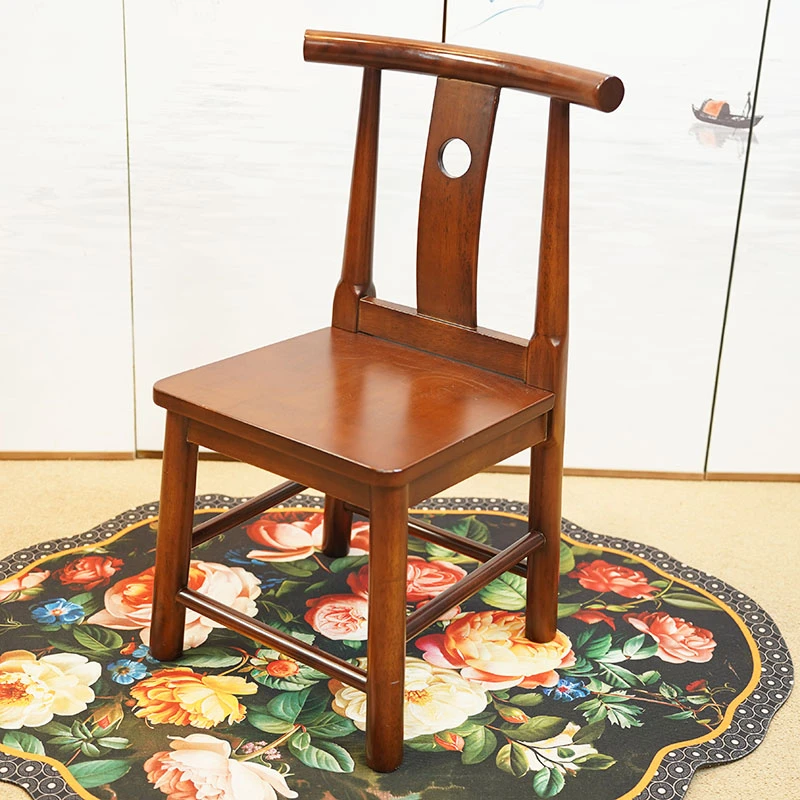 新中式实木月牙椅家用靠背小椅子实木户外椅