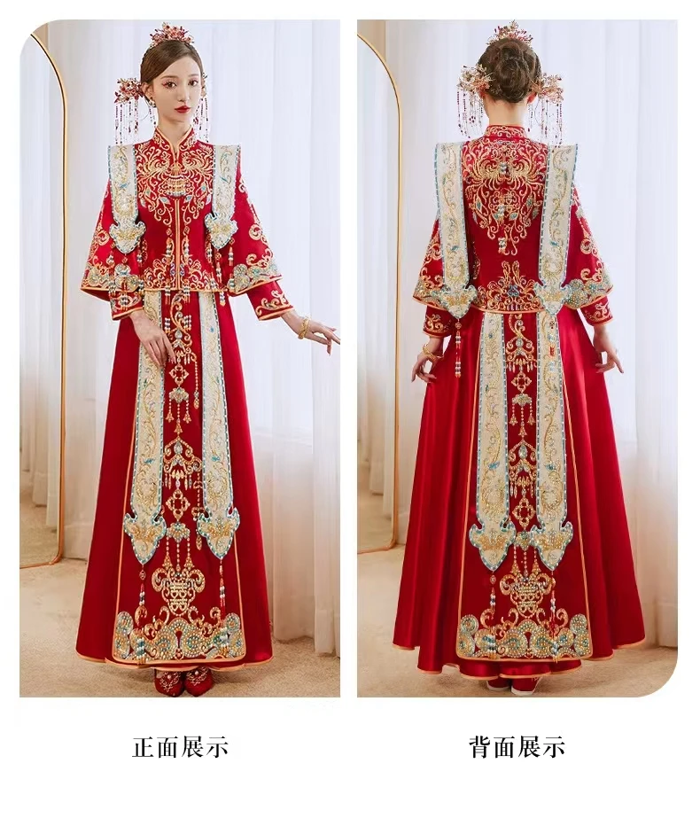 明制婚服嫁衣秀禾服2025中式结婚礼服新娘气质优雅婚纱凤冠霞帔