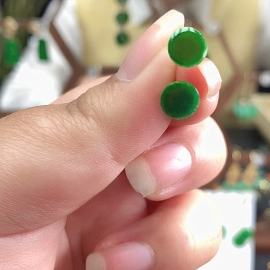 翡翠银S925镶嵌耳饰耳饰