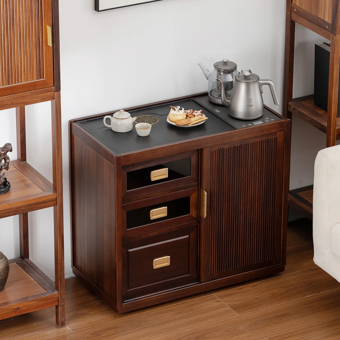 实木移动茶水柜泡茶桌烧水壶一体全自动茶桌边几茶具沙发侧边柜子