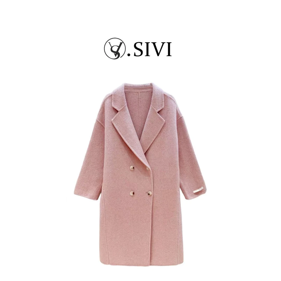 熙薇【闲云白鹤】秋冬季新款时尚气质休闲中长款大衣外套H5220