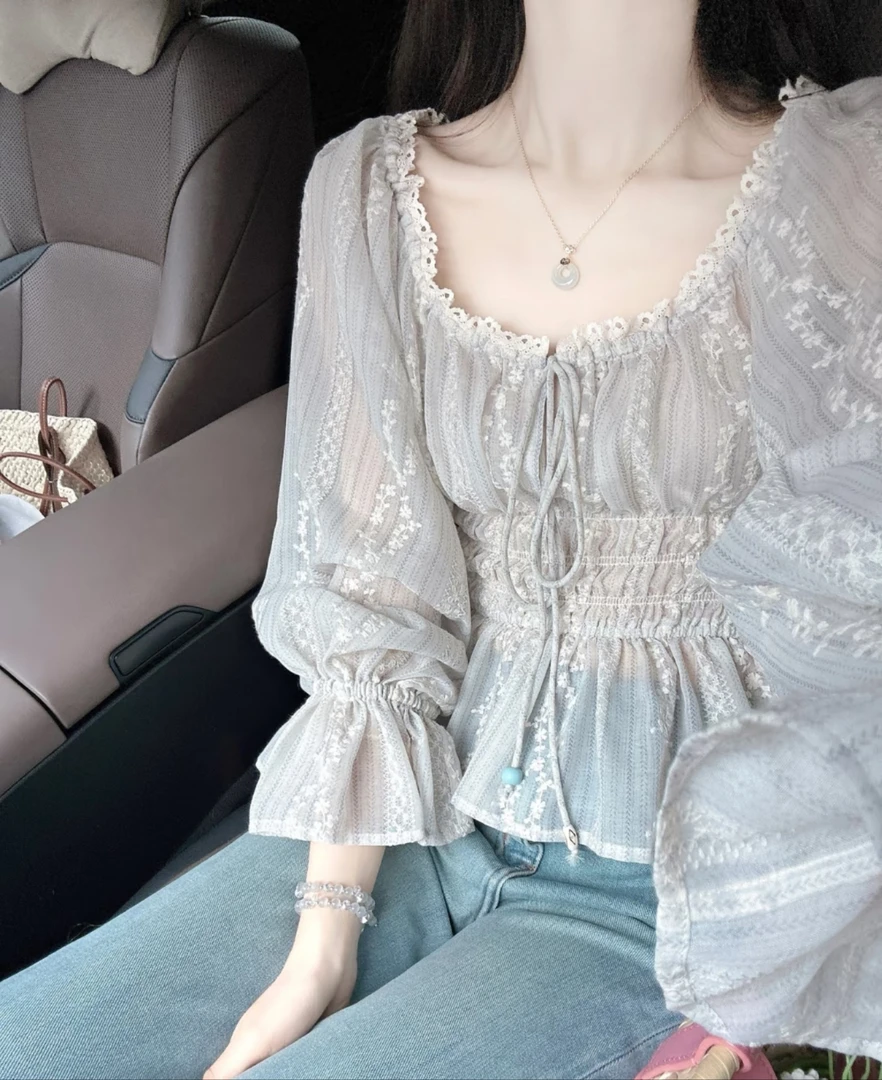 【1001-1100】新款辣妹夏季时尚泡泡袖气质设计感显瘦甜美短款上衣