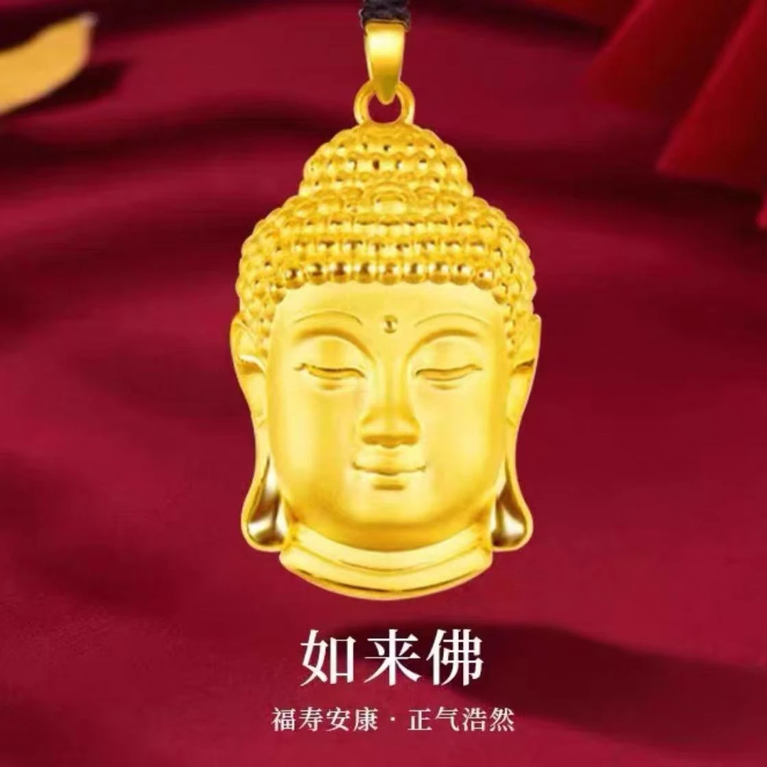 CoCo店家古法经典古法佛头吊坠不掉色洗澡可戴K0329黄金黄金吊坠