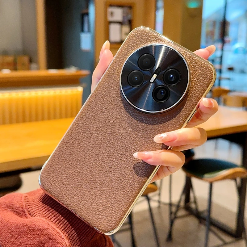 电镀肤感荔枝纹手机壳适用华为mate70Air防摔mate70pro保护套商务