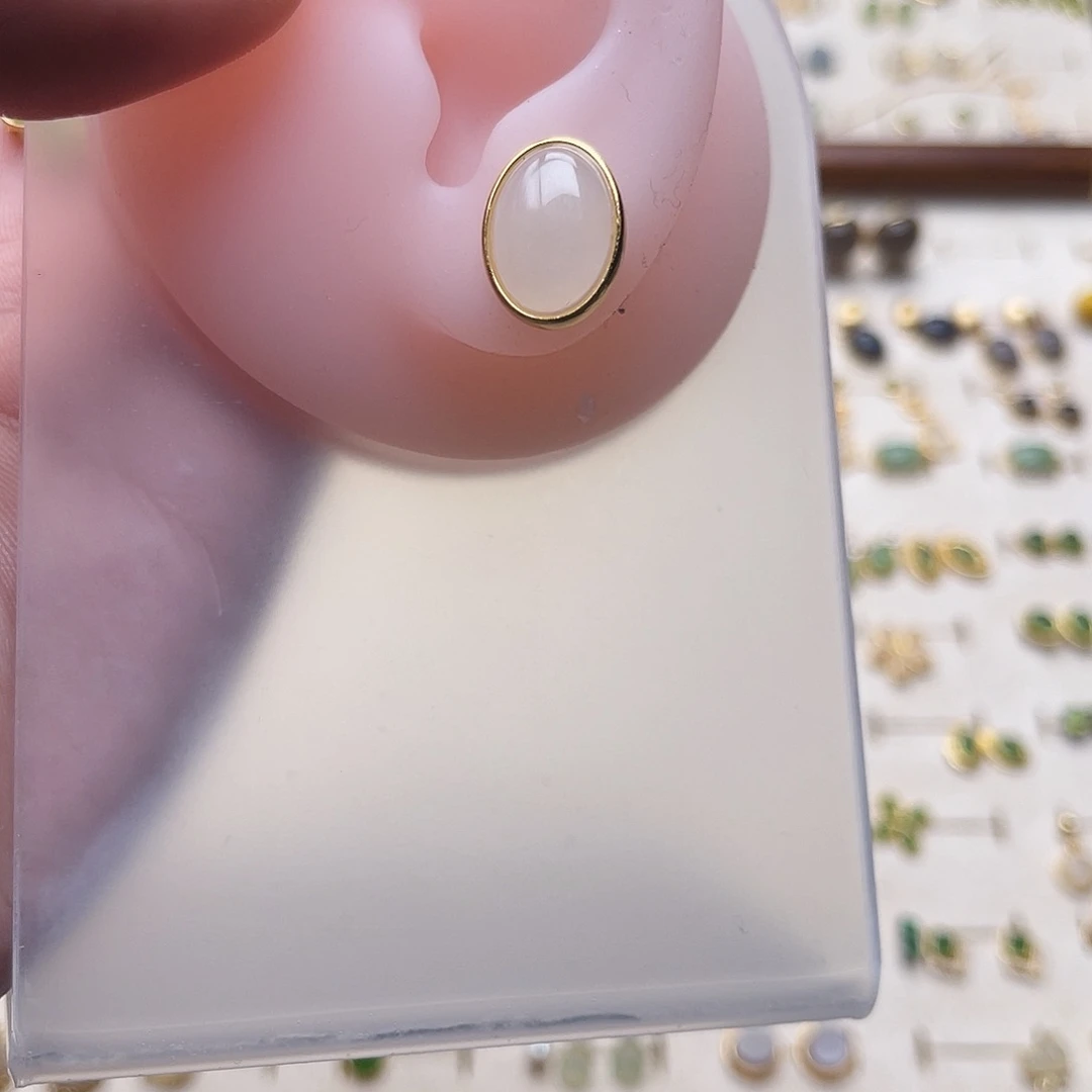 银S925镶嵌和田玉耳饰