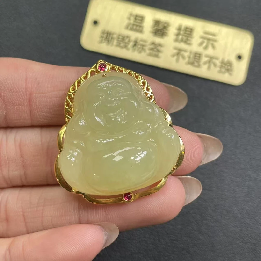 【胖】18k金和田玉吊坠@k