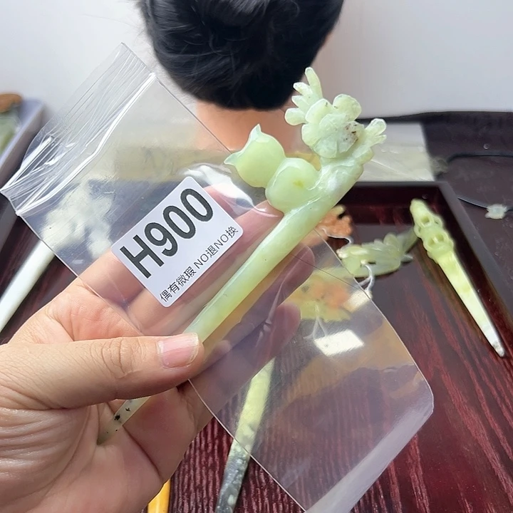 蛇纹石玉发饰合金爽**?