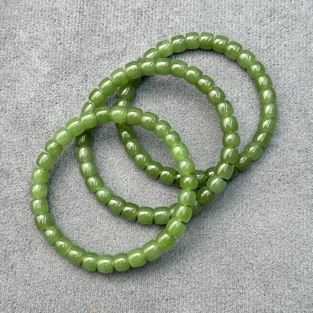 约6.5-7mm和田玉碧玉精工直切手串多样性发一