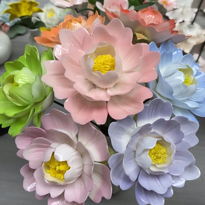 陶瓷陶瓷材料7朵芍药