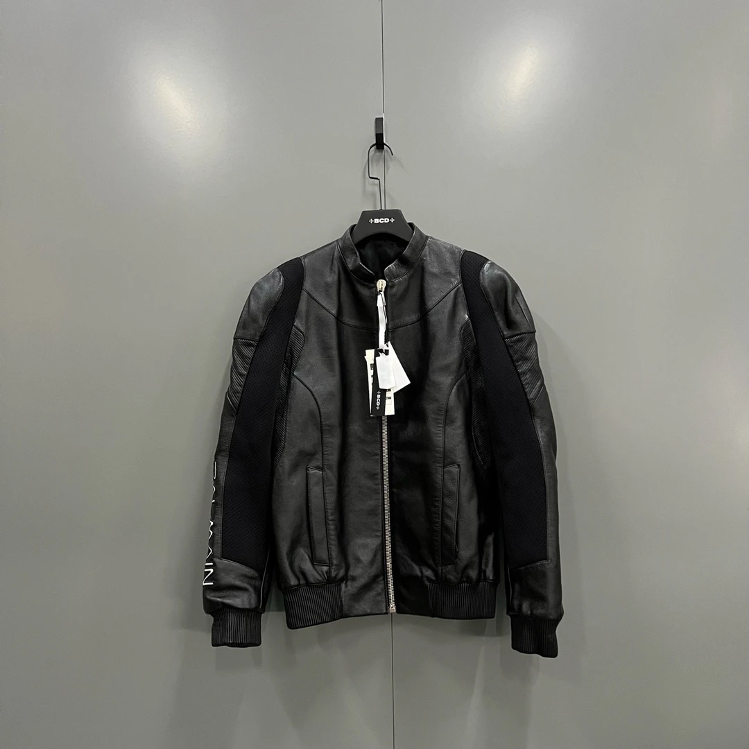 95新 BALMAIN/巴尔曼 黑色拼接logo夹克 48码/35600/
