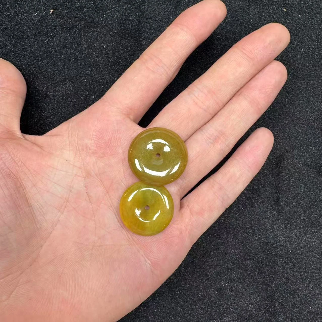 天然a货翡翠黄翡平安扣吊坠—多样性发一