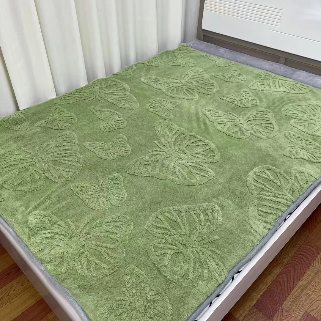 恒德家纺推荐1.5*2.0【绿蝴蝶被子】印花加绒可机洗被子