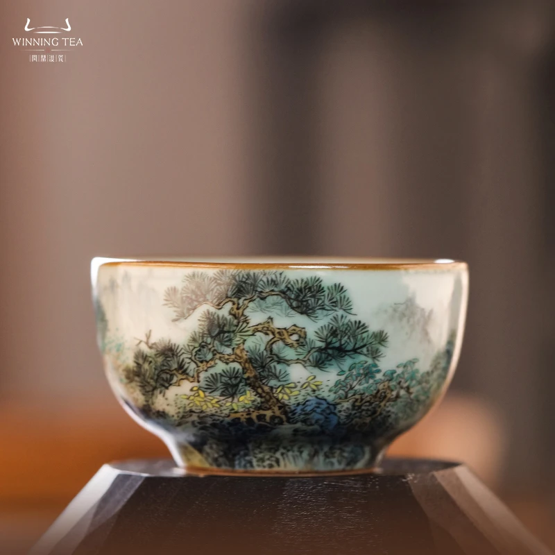 问鼎汝瓷天青老款听泉杯（松山亭阁）