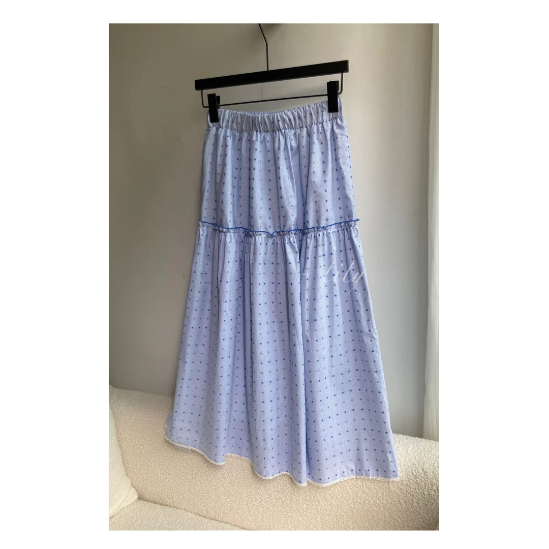 夏清仓！【韩系半身裙裙子夏季】设计感木耳边蕾丝波点裙