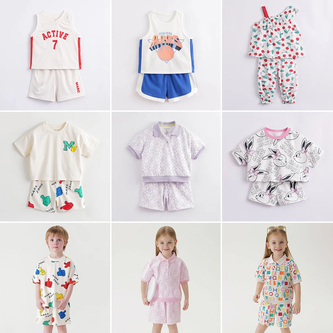 【男女童短袖套装】【先选尺码再选颜色】马克珍妮男女童套装夏221671