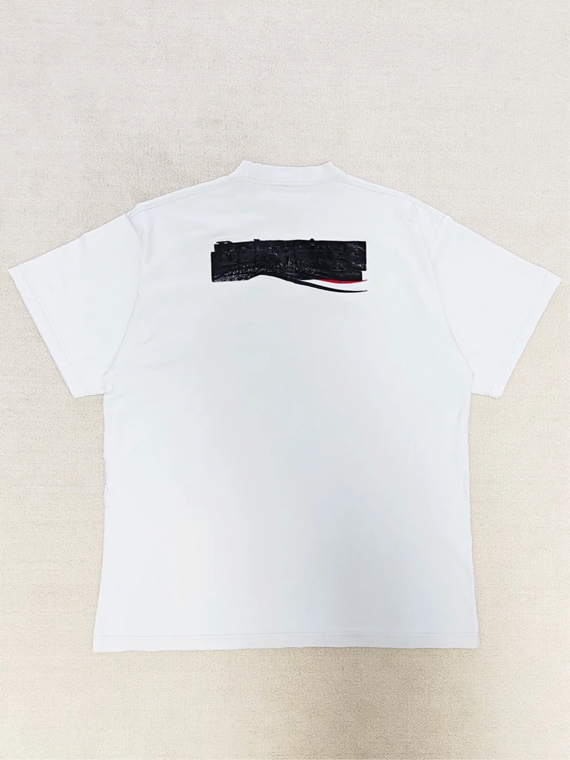 99新 Balenciaga/巴黎世家 胶布可乐logo刺绣短袖 全新1码