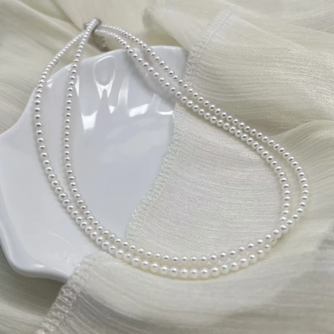 【北野珠宝】天然淡水冷白光小米珠珍珠项链B102H-89多样性发一3mm+