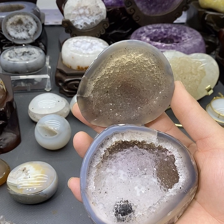 紫晶摆件未镶嵌聚宝盆