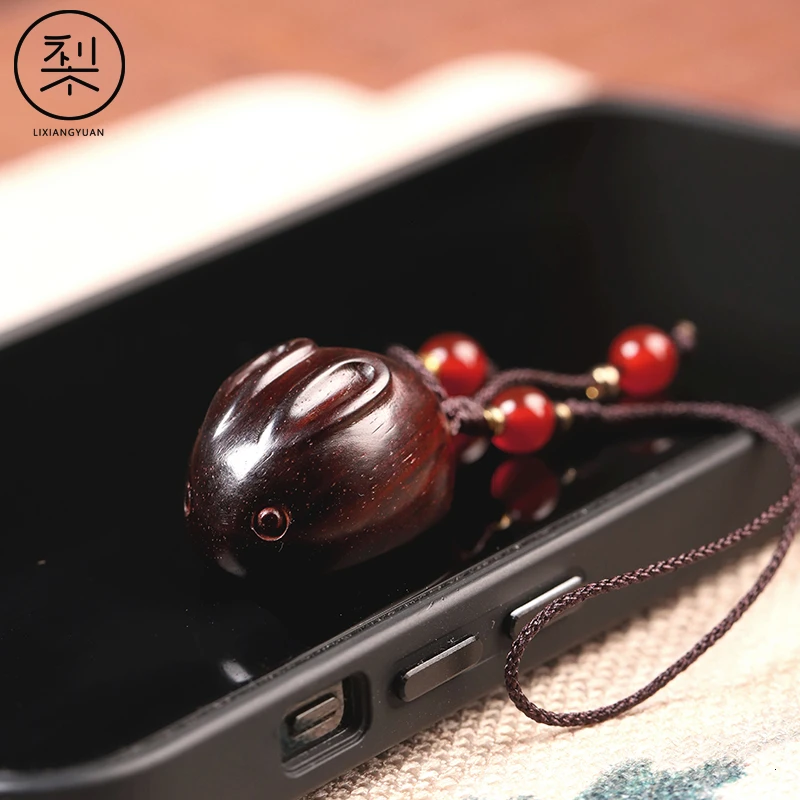 梨香院印度小叶紫檀老鼠生肖钥匙扣红木檀香紫檀钥匙挂件包挂子鼠