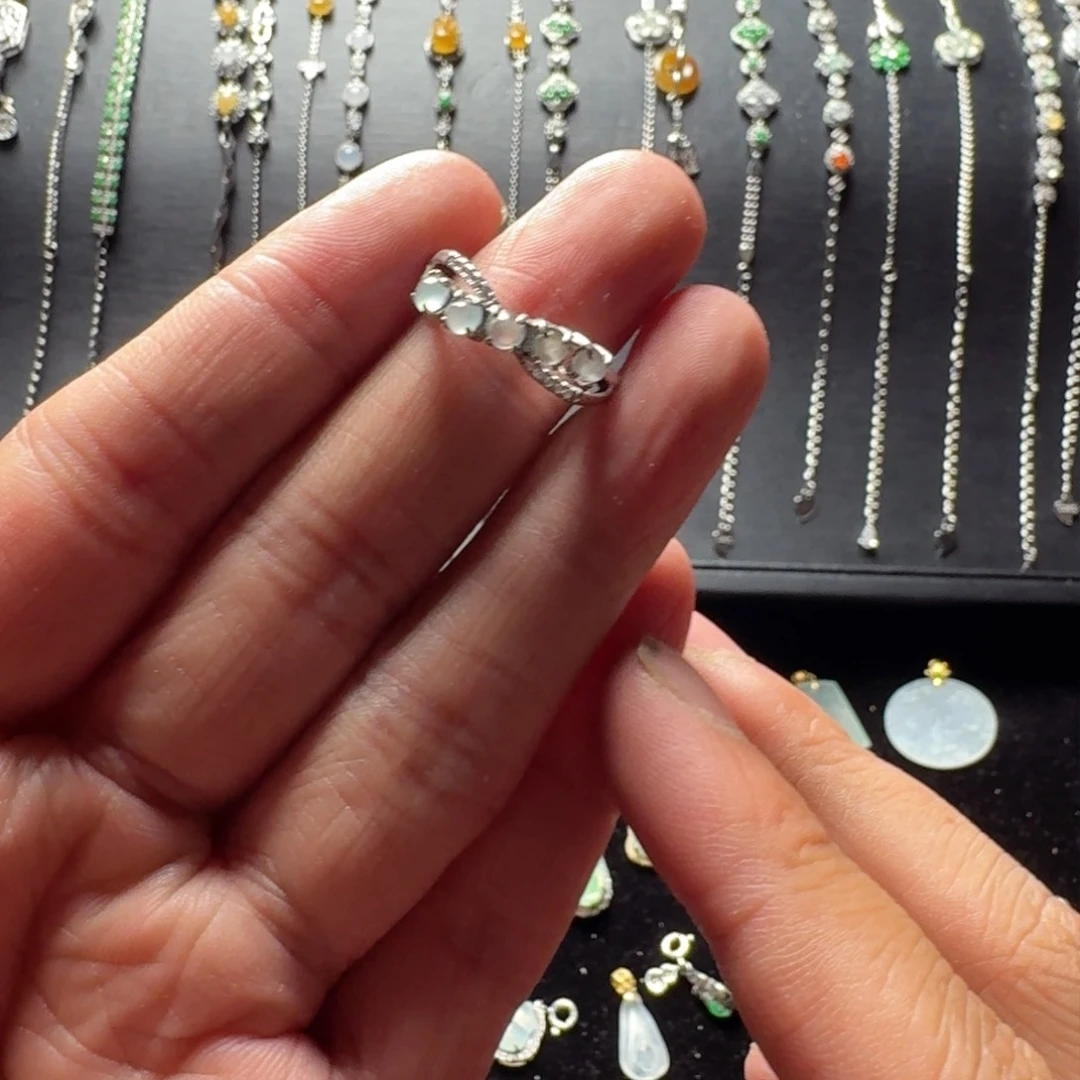 银S925镶嵌戒指翡翠