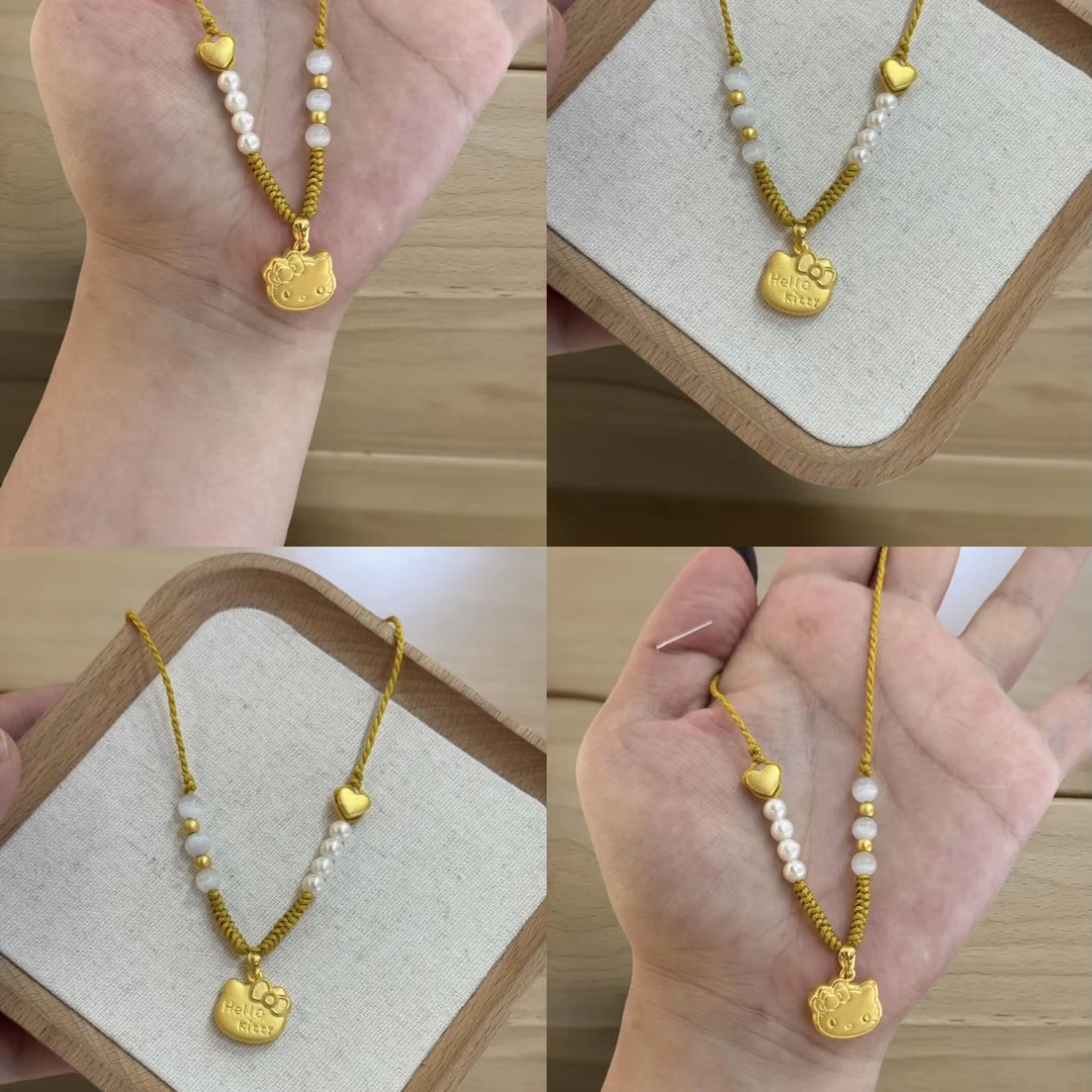足金kt 吊坠系列合集编绳可爱卡通吊坠黄金送女友足金项链