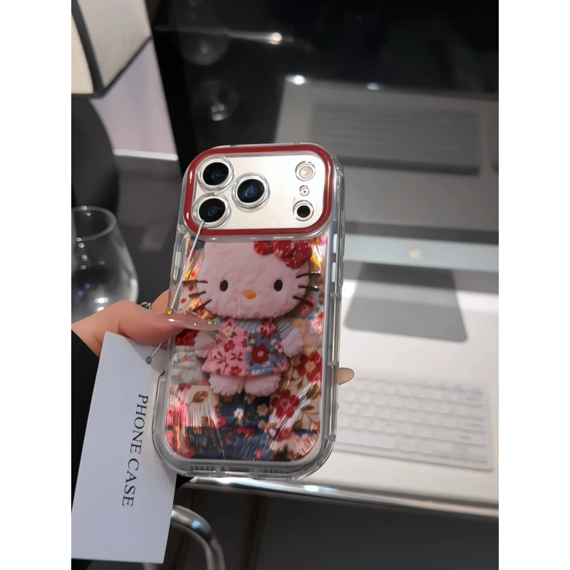 花棉袄Kitty适用苹果17pro手机壳16P泡芙华为p荣耀oppo小米15防摔