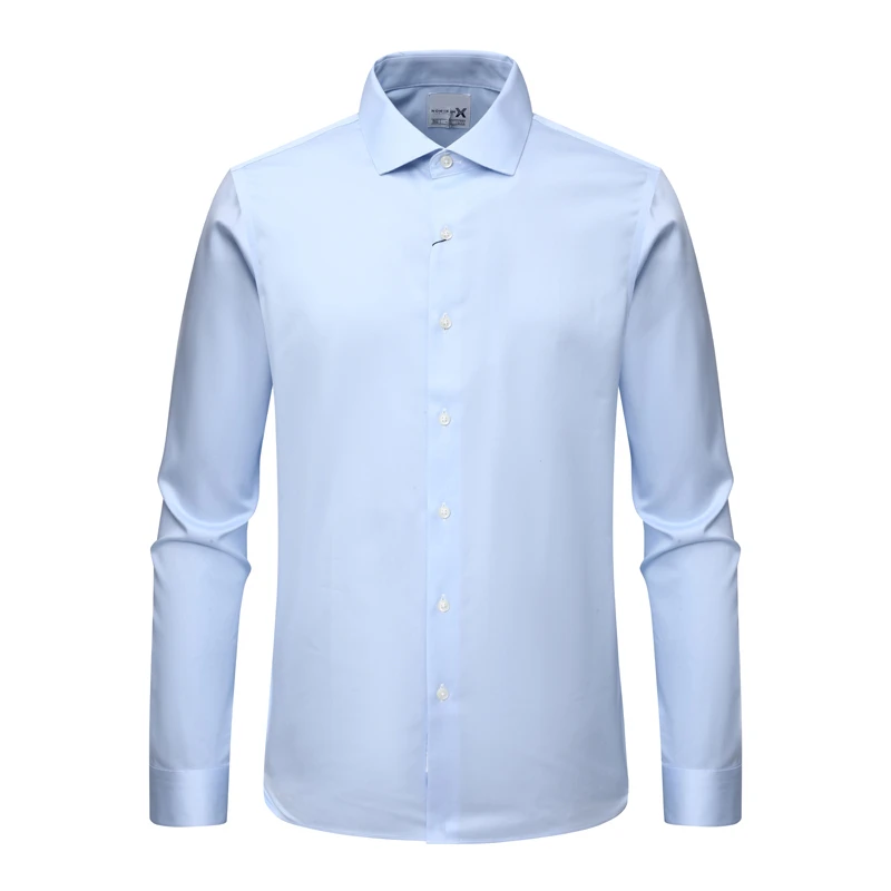 F3694恺春秋男式长袖衬衫 棉百搭商务休闲上衣免烫 浅蓝色