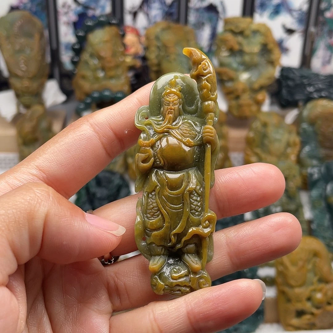 翡翠未镶嵌颈饰天然翡翠a货关公