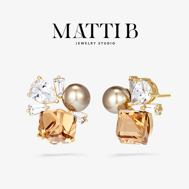 铜合金合成锆石耳饰 法式小众设计感独特高级感新爆款耳钉女1910