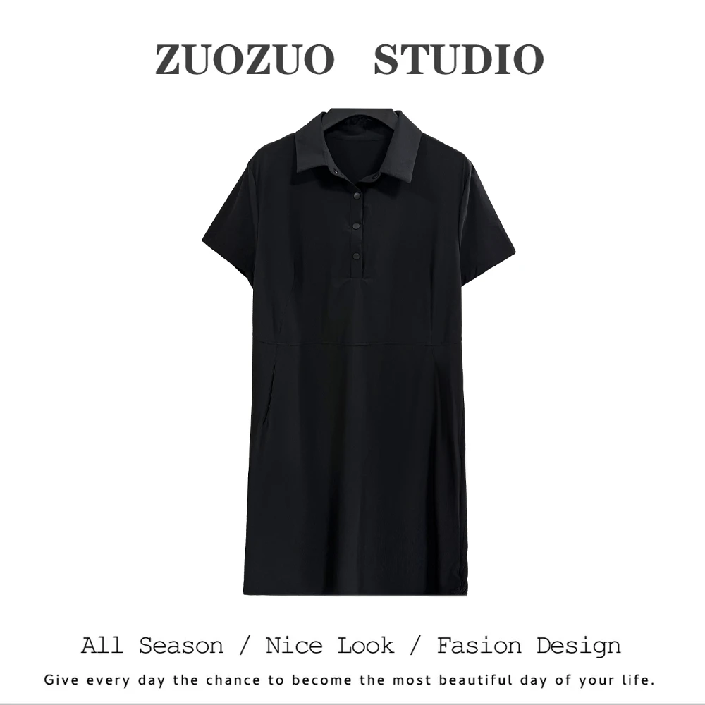【ZUOZUO】夏季新款速干面料休闲时尚舒适纯色POLO领连衣裙9912