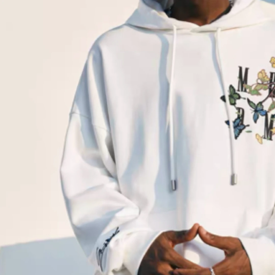 M枯叶蝶过肩刺绣宽松连帽卫衣完美主义者勿拍