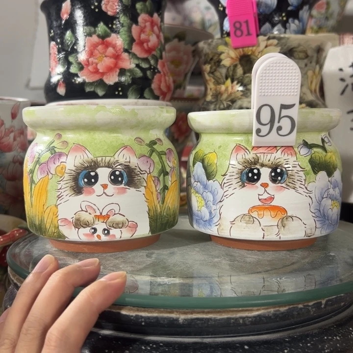 景德镇手绘花盆满38包邮偏远地区除外