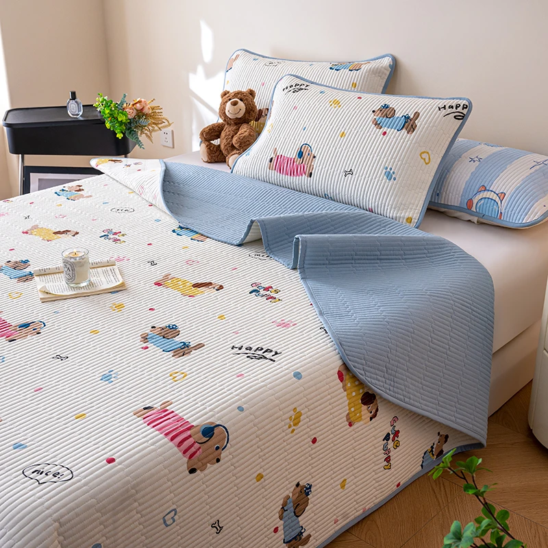 春夏纯棉床盖单件夹棉绗缝全棉榻榻米床单四季通用三件套加厚防滑