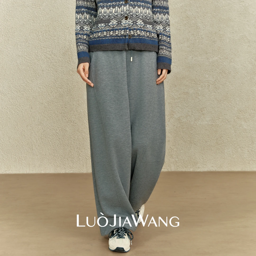 新品95折羊毛莱赛尔秋冬运动羊毛休闲卫裤LUOJIAWANG【风格自如】