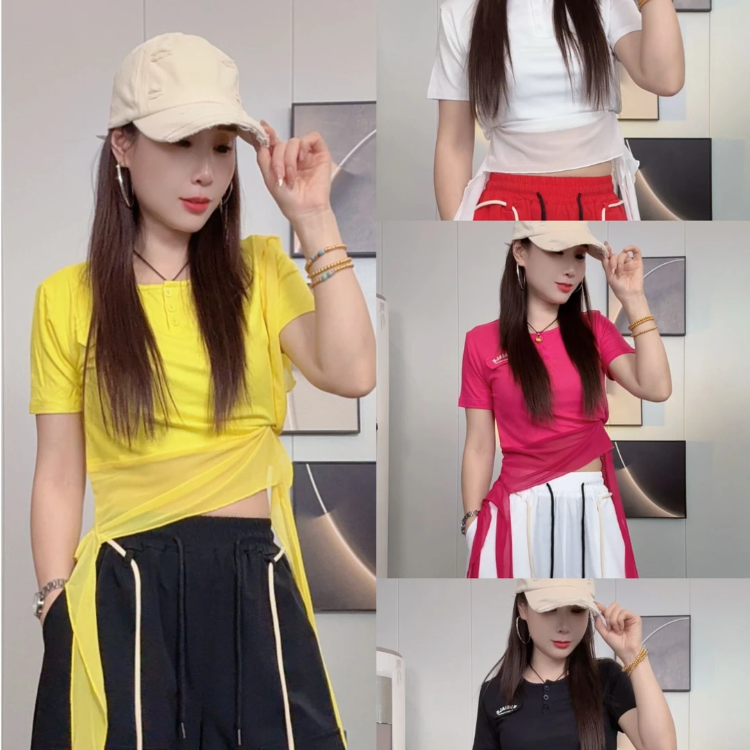 9565（N）半网纱飘带短袖