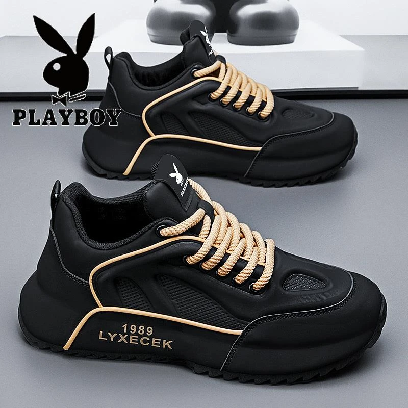 花花公子男鞋秋季透气2025新款面包鞋男运动小众秋季网面透气老爹